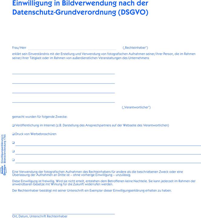 Nutritional values and ingredients Avery Consent to use of likeness (40x)