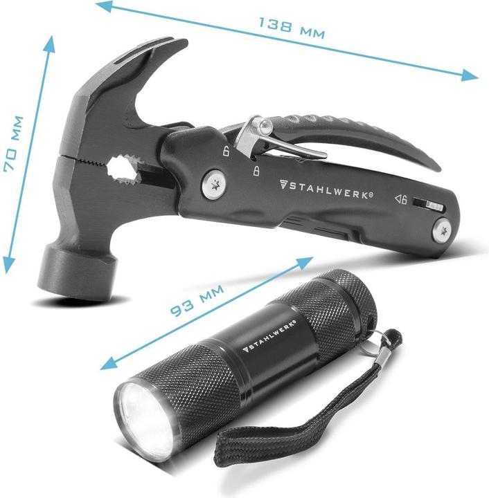 Actual product image Stahlwerk Multitool 12 Tools Pocket Knife Multifunction Tool Flashlight (12 Functions)