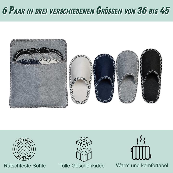 Actual product image Relaxdays 6 Paar Gästehausschuhe aus Filz (37, 39, 40, 45)