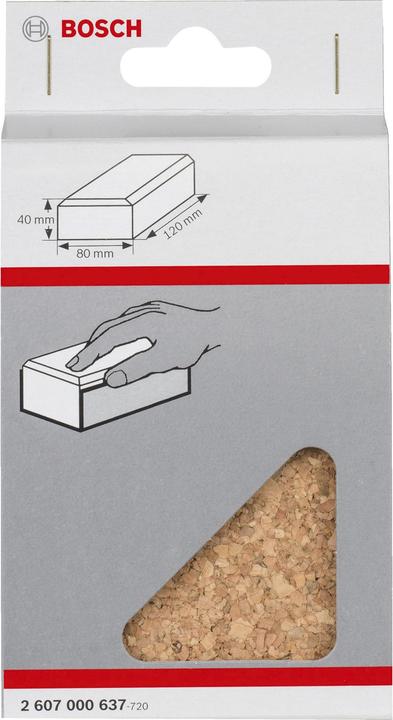 Produktbild Bosch Professional Zubehör Handschleifklotz, Länge x Breite: 80 x 120 mm, aus Kork, klein (P120, P80)