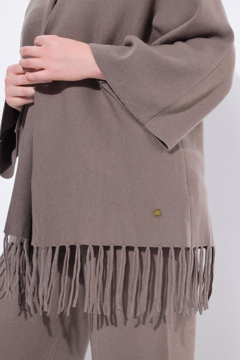 Produktbild Ulla Popken Strickjacke, Fransensaum, ohne Verschluss, Langarm (58, 60)