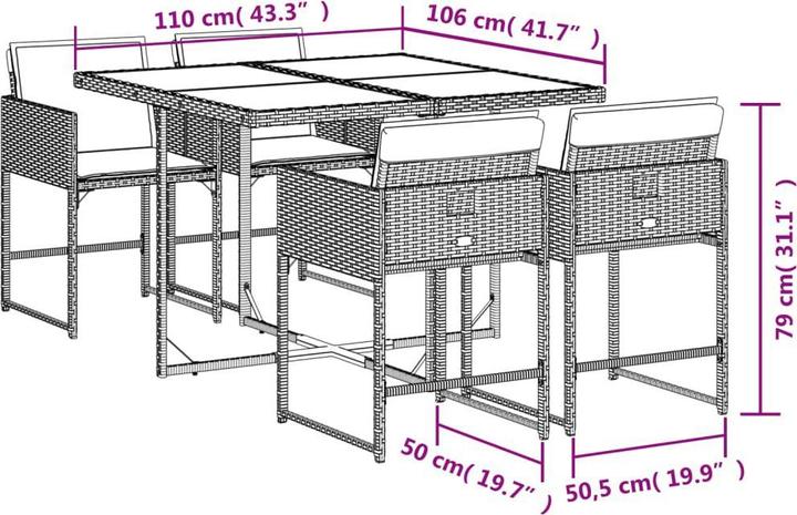 Produktbild VidaXL Gartenmöbel Essgruppe (106 cm)