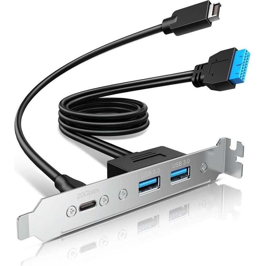 Graugear Pannello multi PCI 1x USB-C, 2x USB-A (USB-C, 3 porte), Docking station + Hub USB, Argento