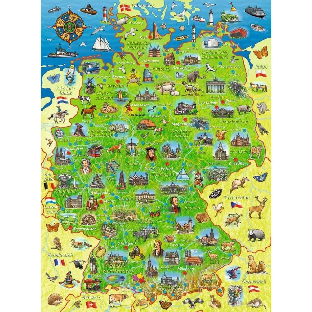 Thumbnail - Ravensburger Bunte Deutschlandkarte (200 Teile)
