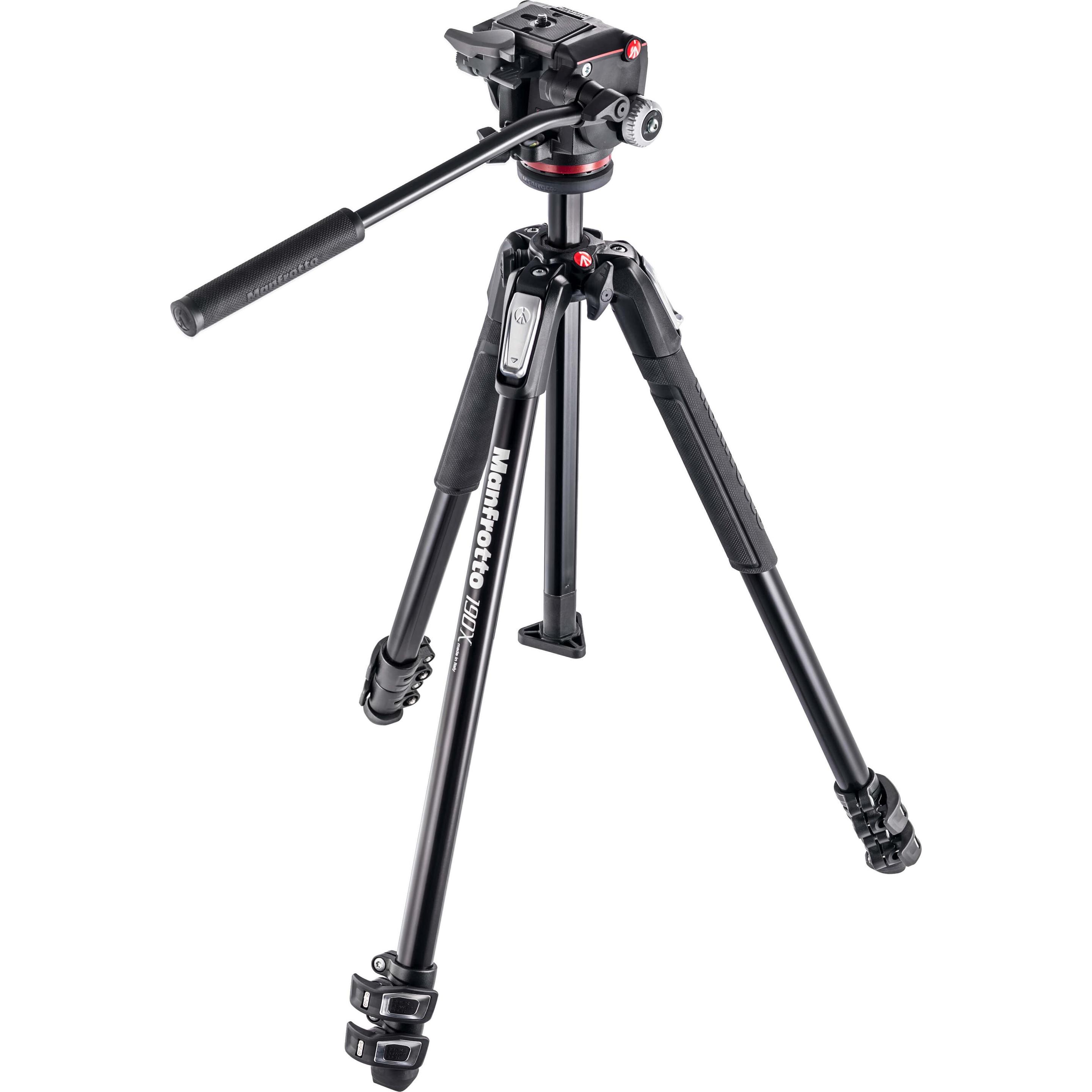 Manfrotto 190X (Materiale sintetico, Metallo), Treppiede, Nero