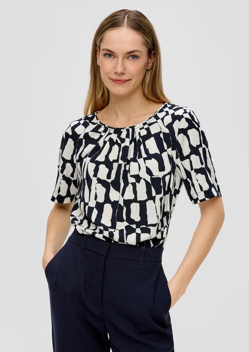 Image du produit S.Oliver Bluse Gemusterte Bluse mit Falten-Details (36)
