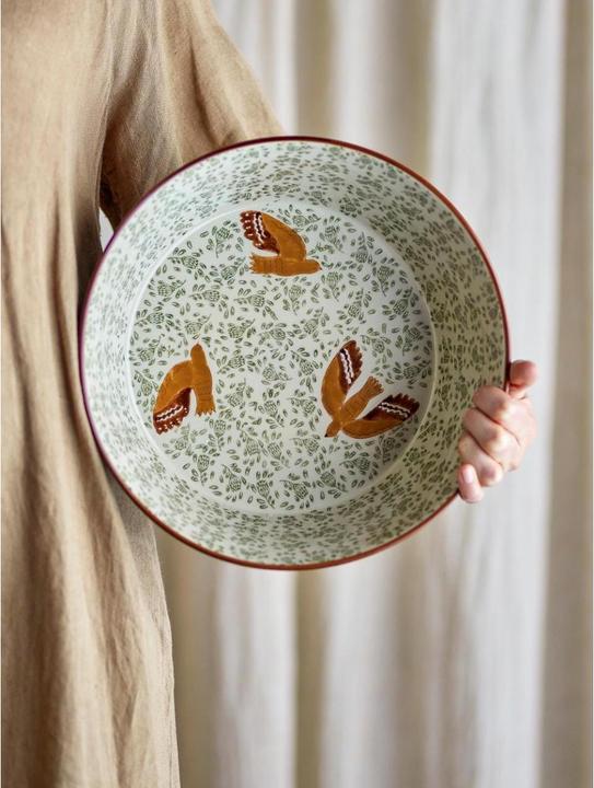 Actual product image Bloomingville - Hezha Bowl - Green - Stoneware (28 cm, 3.35 l, 1x)