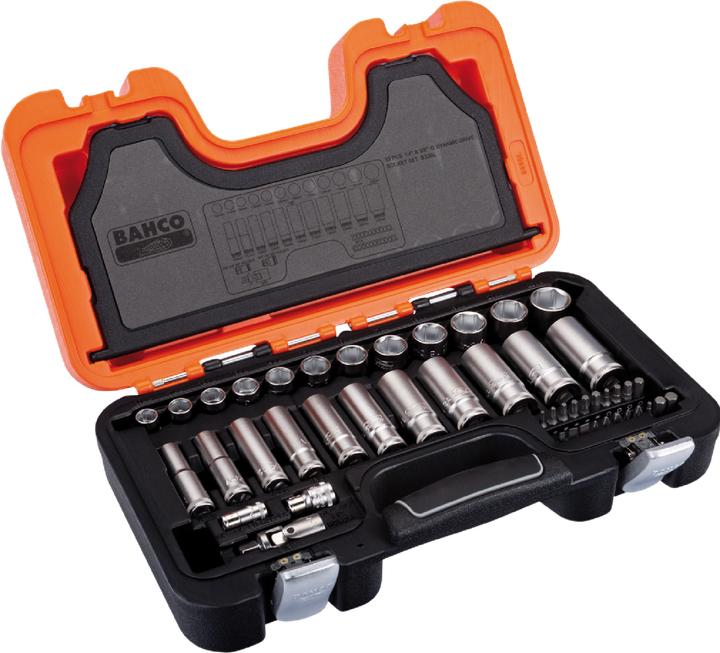 Actual product image Bahco 33 Piece Long SOCKET SET 3/8 STD+DEEP (19 mm, 12 mm, 14 mm, 22 mm, 10 mm, 18 mm, 17 mm, 11 mm, 15 mm, 13 mm)