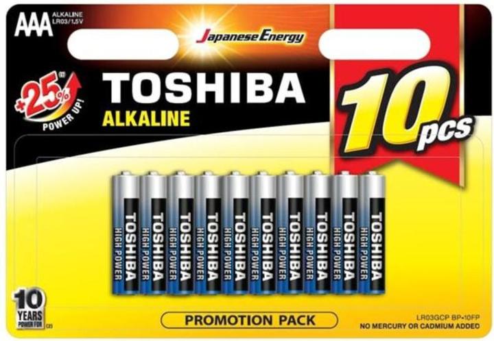 Toshiba Alkaline Batterien AAA LR03GCP 10er Pack (10 Stk., AAA)