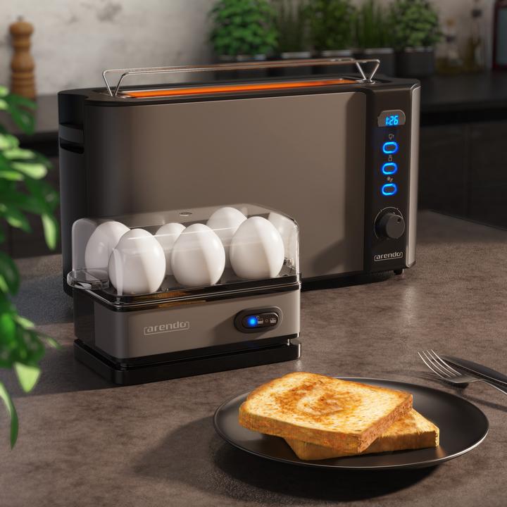 Image du produit Arendo Set de petit-déjeuner, grille-pain 2 tranches à fente longue avec dessus de pain et bain-marie pour