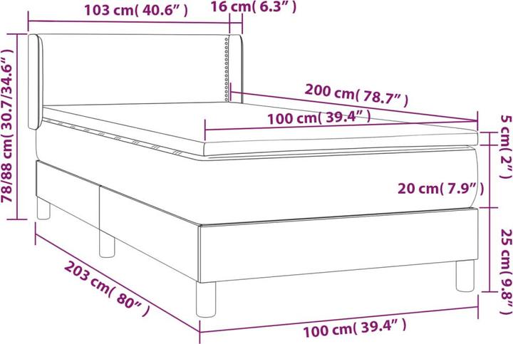 Actual product image vidaXL Boxspringbett (100 x 200 cm)