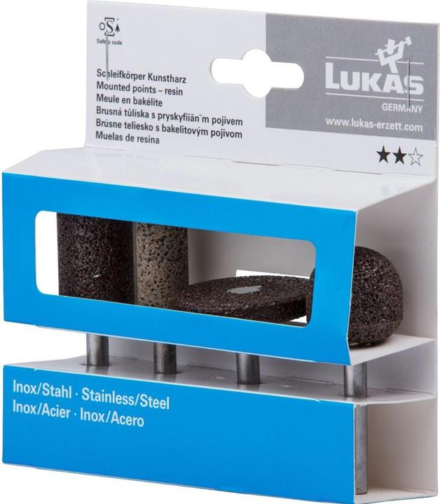 Produktbild Lukas Schleifstift-Set 4-teilig für Edelstahl Schaft 6 mm Korund