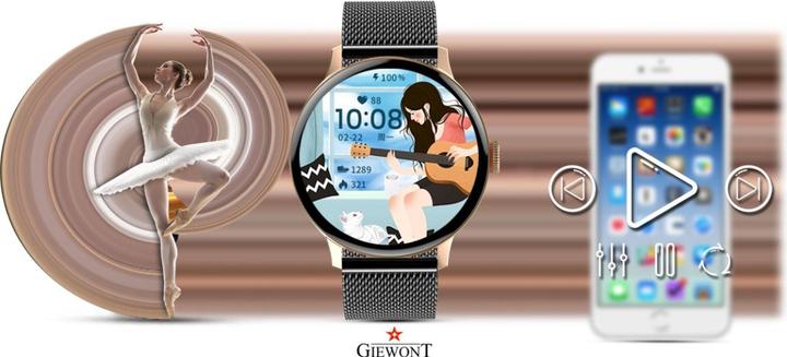 Immagine prodotto Giewont Smartwatch da donna GW330-4 Oro Rosa Polvere Cinturino in Silicone + Bracciale Nero (42 mm)