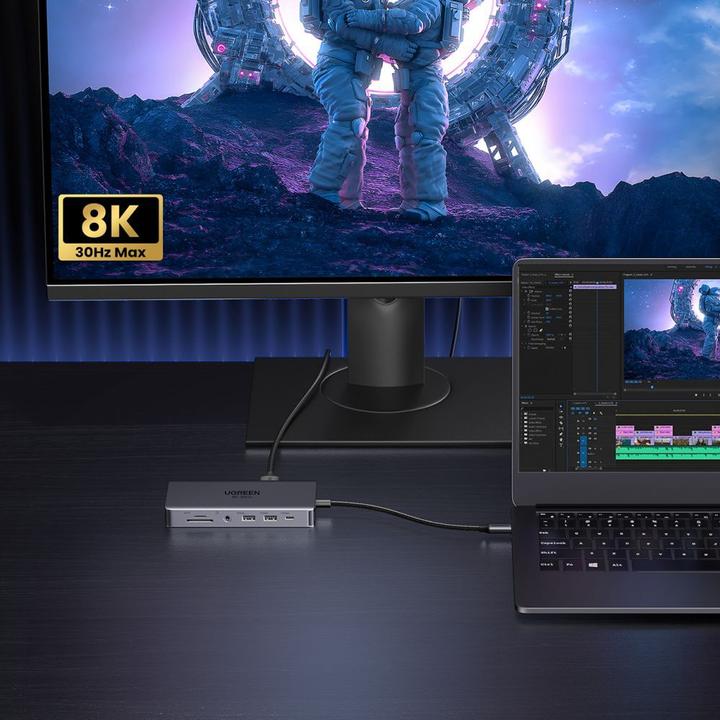 Actual product image Ugreen HUB CM681 15978 13in1 USB-C - 2x USB-A 3.2 / 2x USB-A 3.0 / USB-C 3.2 / 2x HDMI / DisplayPort (USB-C, 13 ports)