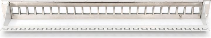 Actual product image Digitus Modular Patch Panel shielded 24-port Blank 1U Rack Mount color grey transp. labeling field