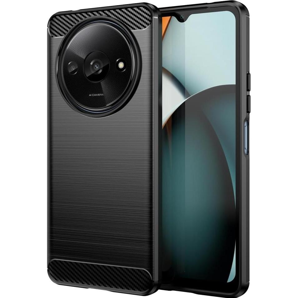 Thumbnail - Screenguard Xiaomi Redmi A3 Hülle Carbon Brushed Soft TPU (Xiaomi Redmi A3), Smartphone Hülle, Schwarz