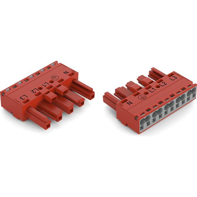 50x Wago Netz-Steckverbinder WINSTA MID, Elektronikkabel + Stecker, Rot