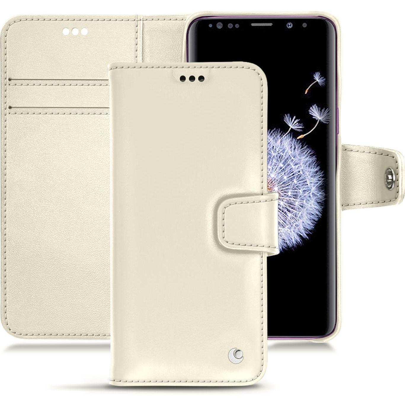 Noreve Lederschutzhülle Wallet (Samsung Galaxy S9+), Smartphone Hülle, Weiss