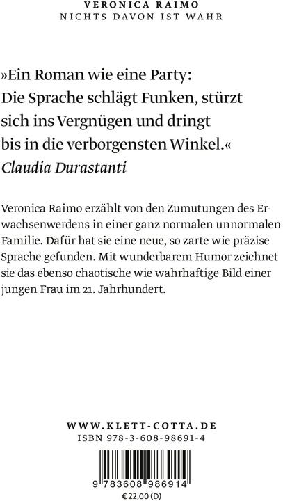 Image du produit Nichts davon ist wahr (Allemand, Verena von Koskull, Veronica Raimo, 2023)