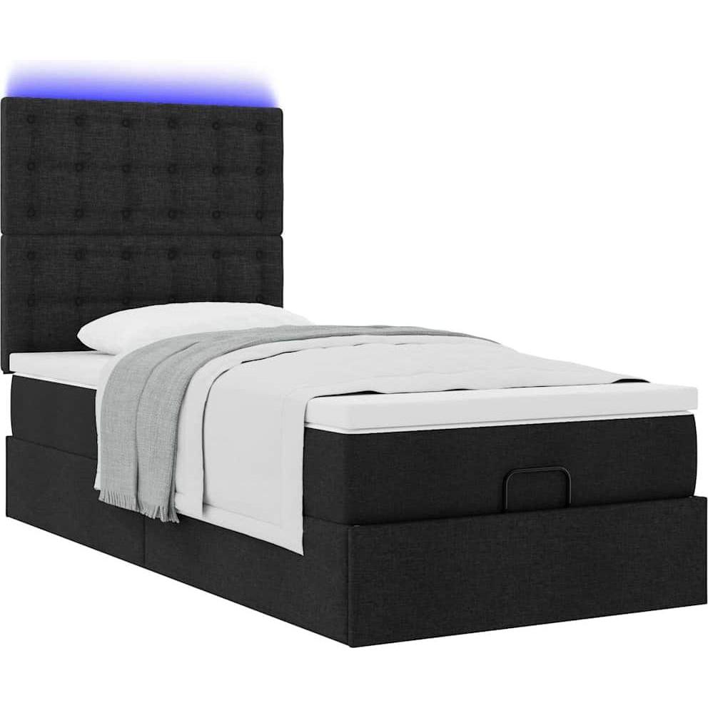 VidaXL, Bett, Ottoman-Bett mit Matratze Schwarz 90x190 cm Stoff (90 x 190 cm)
