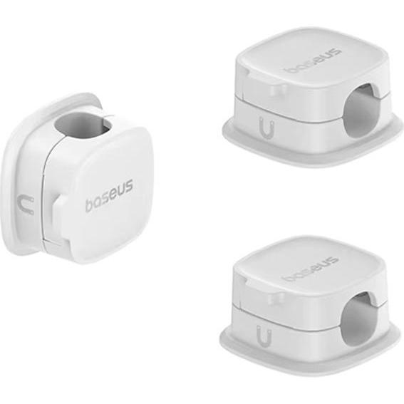 Baseus, Portacavi, - Cable Organizer Lite Series Magnetic (B01331106211-00) - 3 Pack Pieces, 3M Adhesive - White