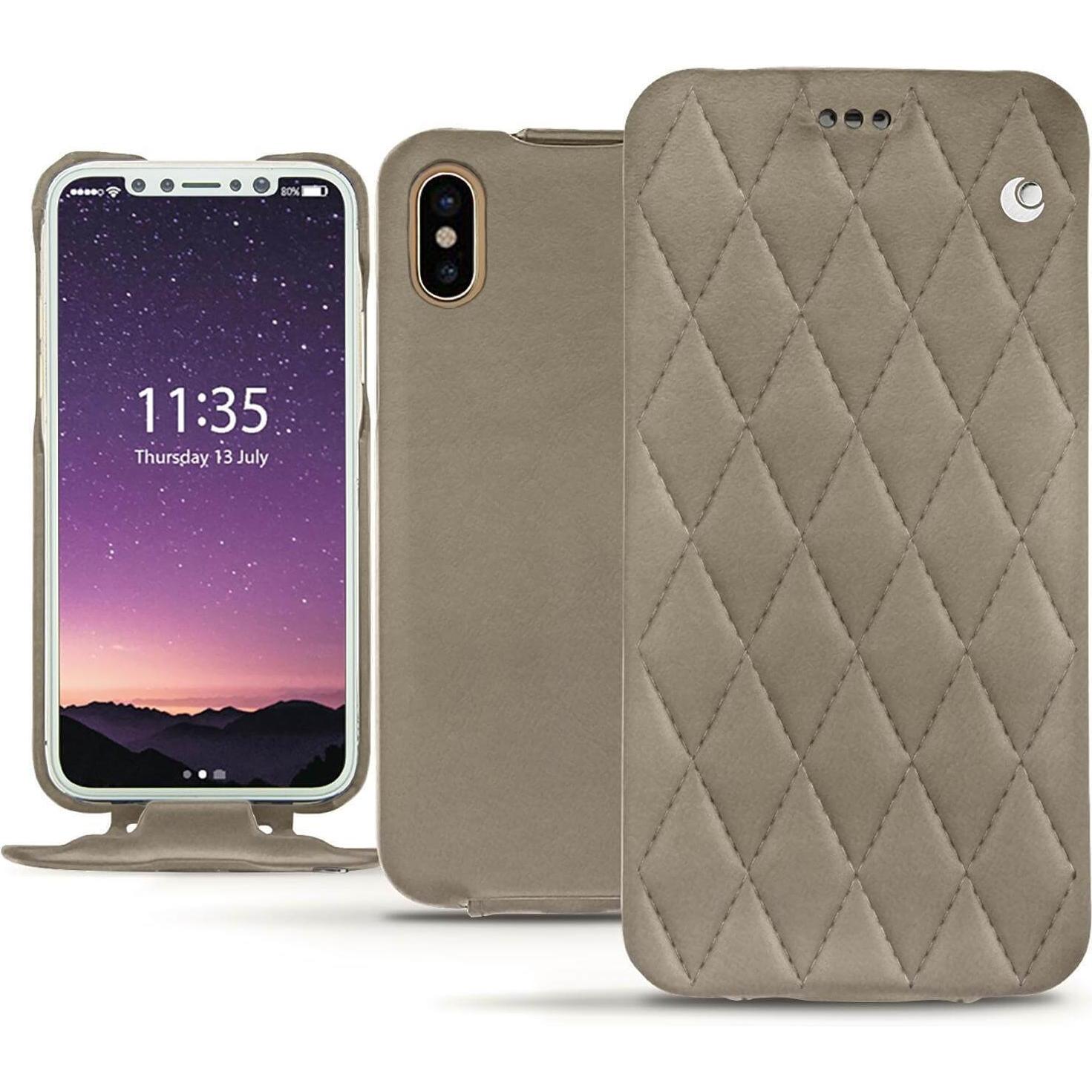 Noreve Lederschutzhülle vertikal (Apple iPhone X), Smartphone Hülle, Beige