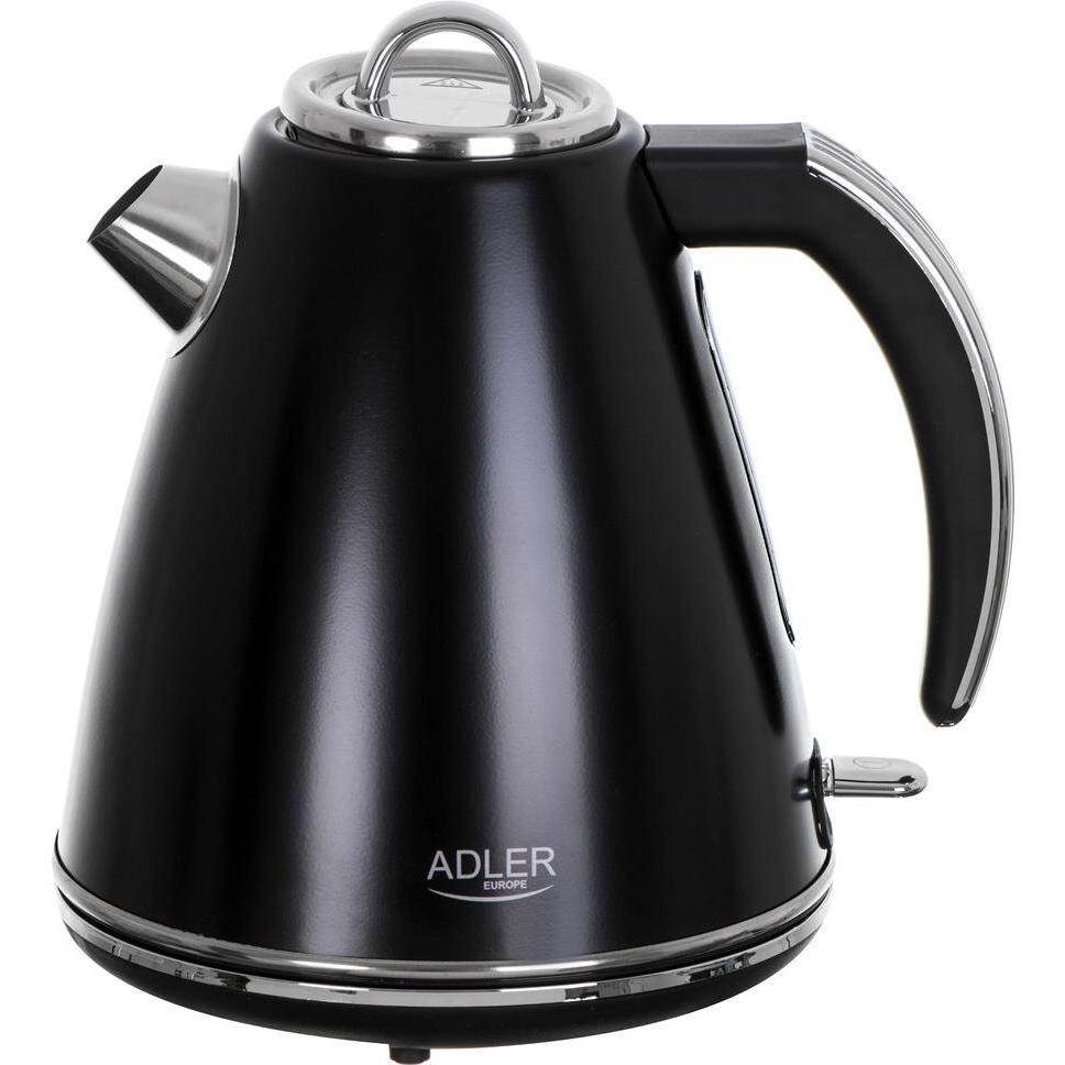 Adler AD 1343b Electric, 2200 W, 1.5 L, Stainless steel, 360 ° rotational base, Black, Wasserkocher, Schwarz