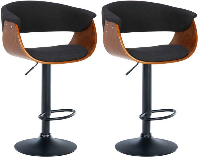 Swisshandel24 Set of 2 bar stools Vestal fabric, walnut/black