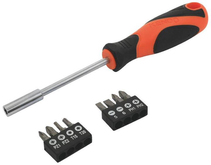 Produktbild Kendo Bithalter-Set mit Ratsche (PZ1, PZ2, PH1, SL6, T20, T15, PH2, SL5)