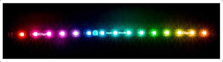 Actual product image Aqua Computer RGBpx LED strip 32cm, width 10mm, 15 addressable LEDs