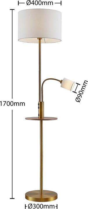 Immagine prodotto Lindby Lampada da terra Aovan con mensola e USB, bronzo (E27)