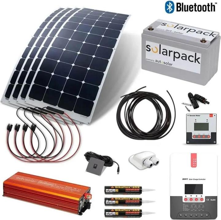 Actual product image Autosolar Complete package 640W flexible with lithium battery 2560Wh and 2000W inverter (660 W)
