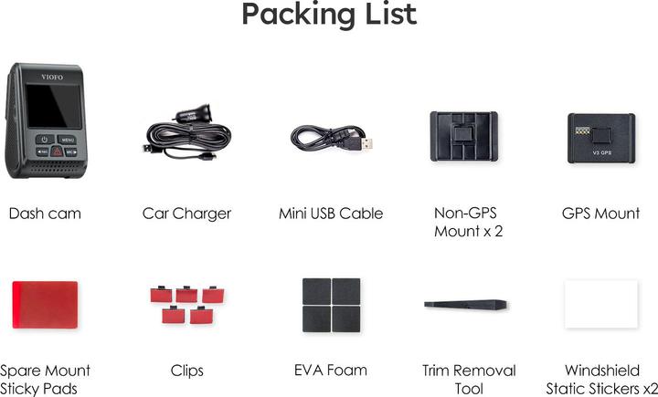 Image du produit Viofo A119 V3 Dashcam Noir (Accéléromètre, 2K)