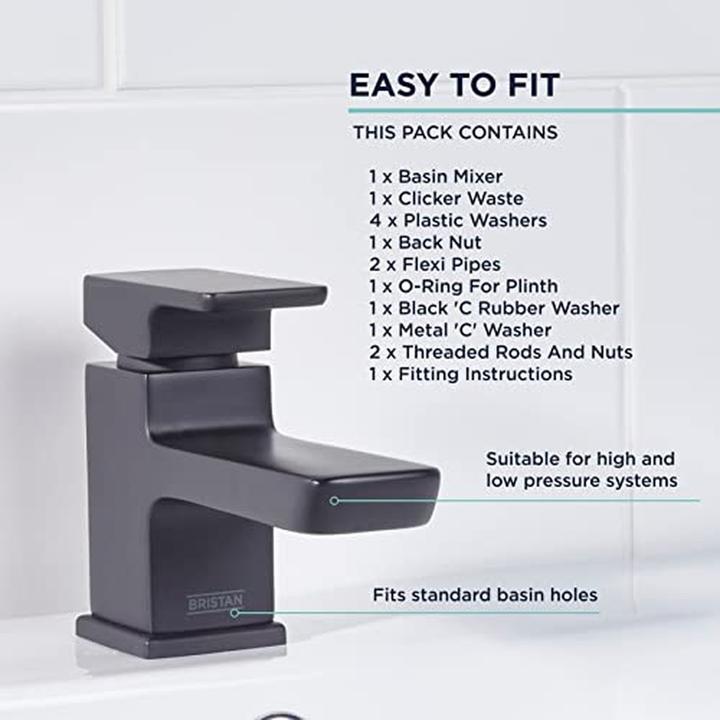 Image du produit Bristan Robinet de lavabo moderne durable avec déchet clicker
