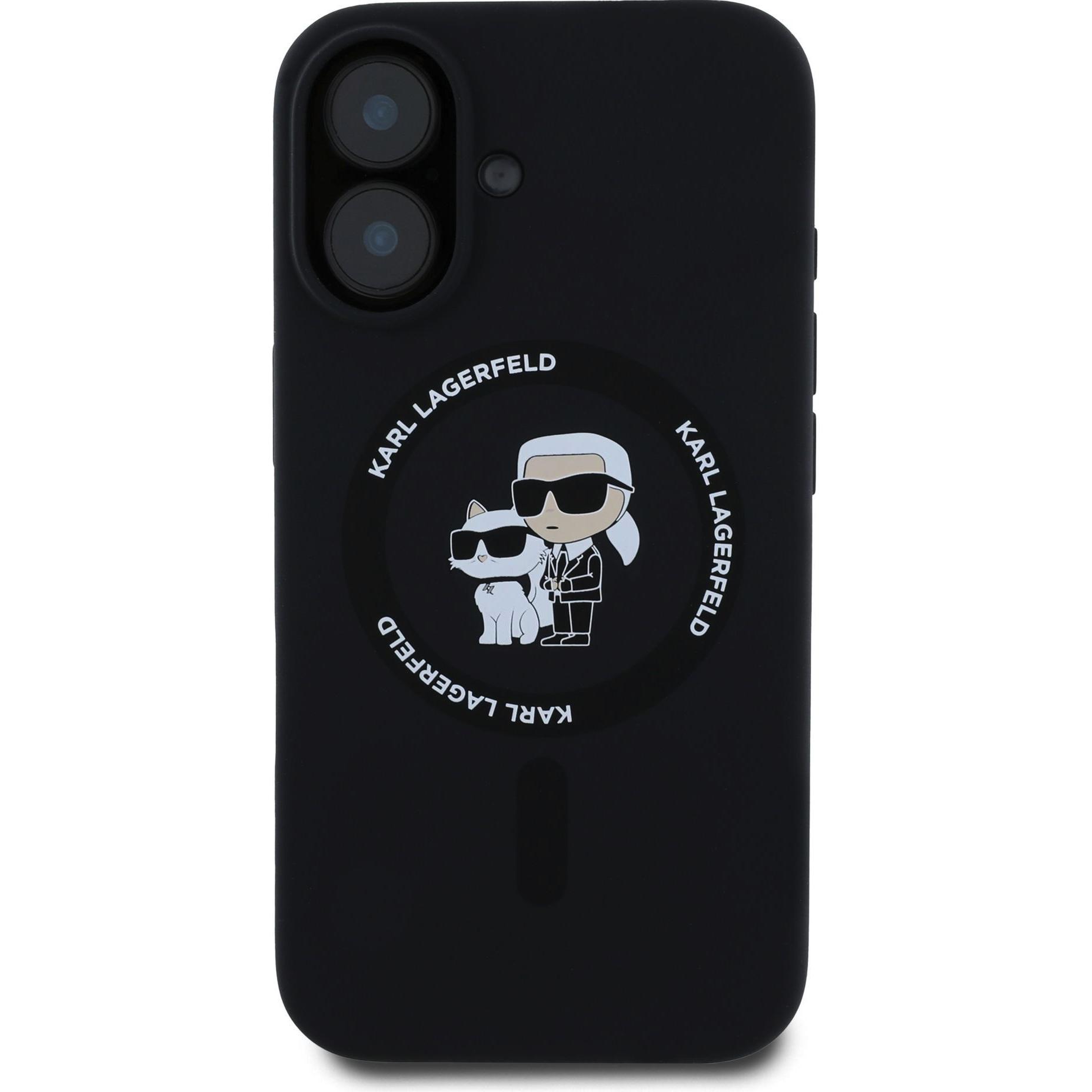 Thumbnail - Karl Lagerfeld KLHMP16SSCMKCRHK iPhone 16 czarny/black HC MagSafe Silicone KC Heads Ring (Apple iPhone 16), Smartphone H...