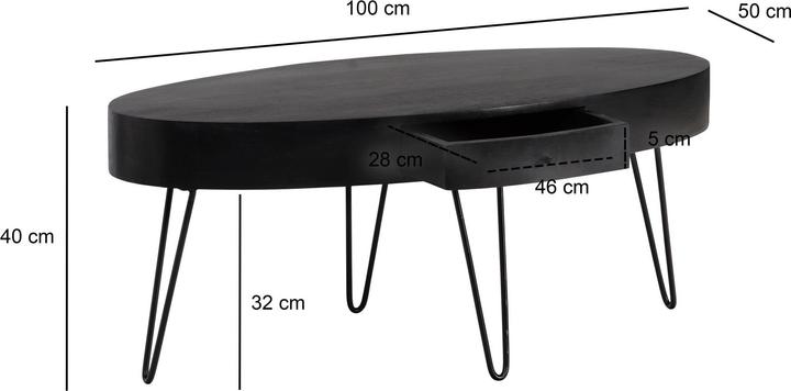 Produktbild FineBuy Couchtisch Sofatisch Massivholz 100 cm Wohnzimmertisch Tisch Schublade