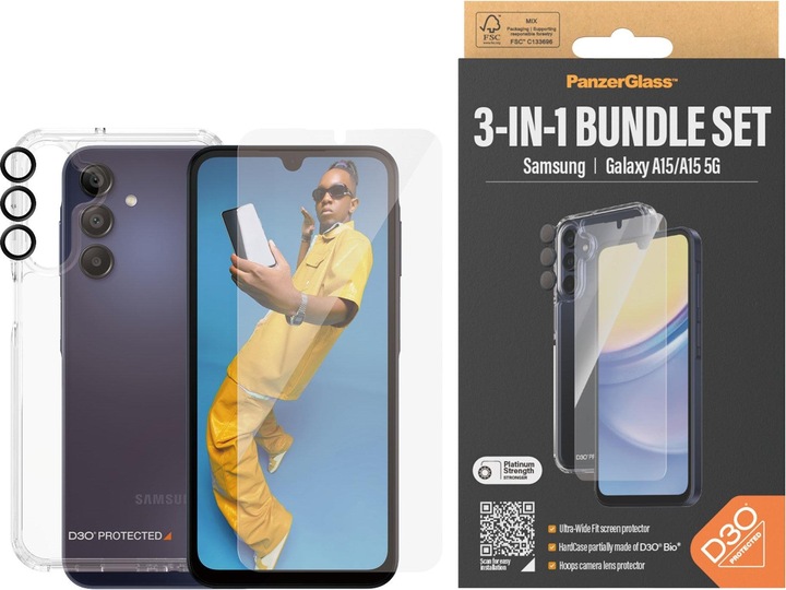 Image du produit PanzerGlass Bundle Ultra Wide FIt Glass + Case + Lens (1 pièce(s), Samsung Galaxy A14, Samsung Galaxy A14 5G)