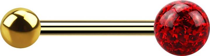 Actual product image Star Piercing Barbell gold-plated with ball and crystal ball red epoxy protective layer (without brass, Titanium)