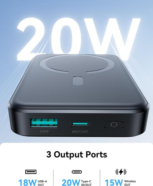 Actual product image Joyroom Mini Magnetic Wireless Powerbank (20W) (10000 mAh, 20 W, 37 Wh)