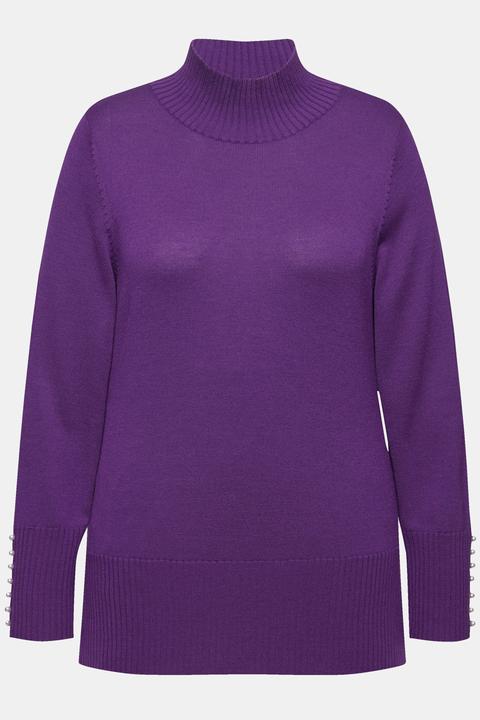 Produktbild Ulla Popken Pullover, Woll-Seidenmischung, Stehkragen, Zierperlen (60)