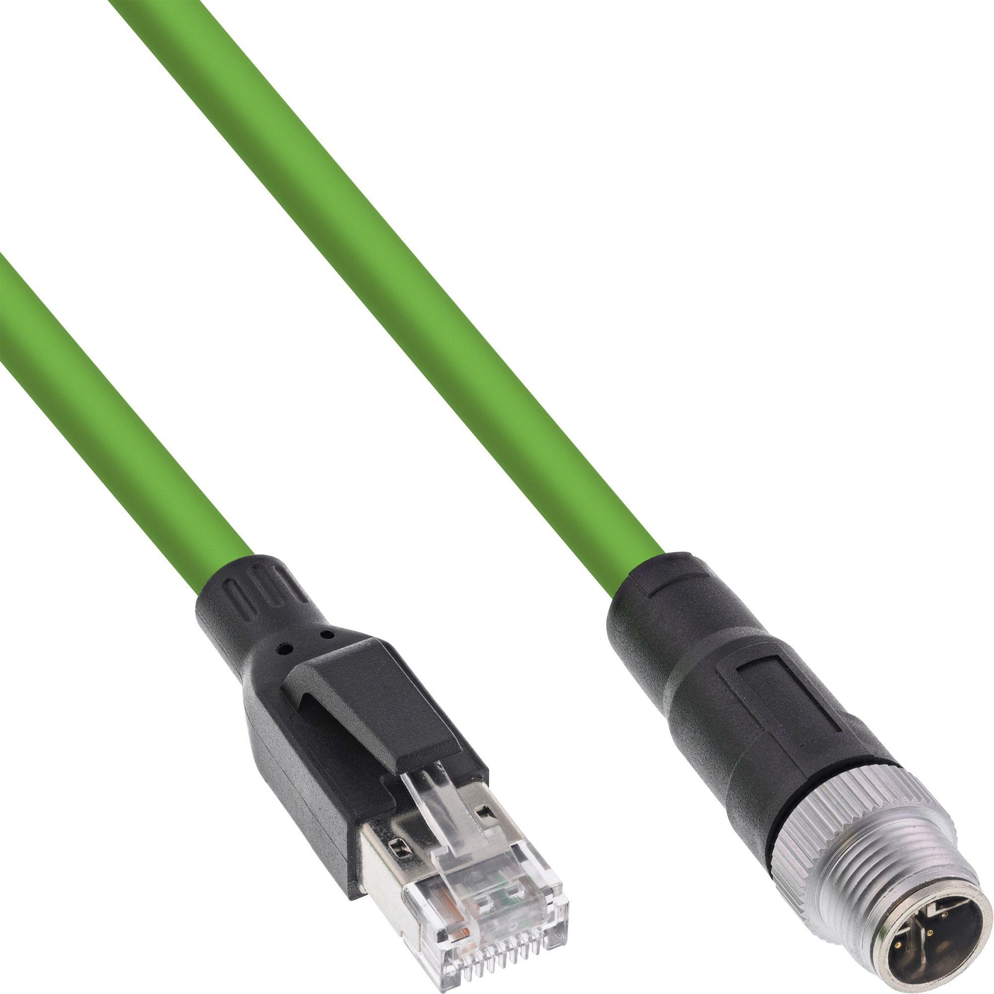 InLine Industrie Netzwerkkabel, M12 8-pin X-kodiert Stecker zu RJ45 Stecker, Cat.6A PUR, 5m (UTP, CAT6, 5 m), Netzwerkka...