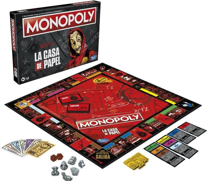 Produktbild Monopoly Netflix Haus des Geldes/La Casa de Papel Edition, Brettspiel für Erwachsene und Teenager (Deutsch, Italienisch, Niederländisch, Arabisch, Türkisch, Portugiesisch, Ungarisch, Dänisch, Rumänisch, Slowenisch, Tschechisch, Schwedisch, Norwegisch, Bulgarisch, Kroatisch, Lettisch, Slowakisch, Englisch, Spanisch, Polnisch, Finnisch)