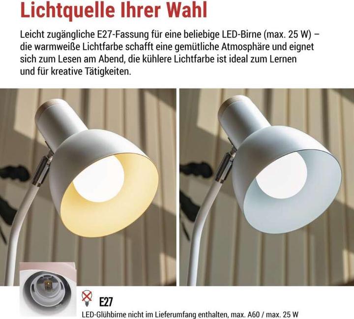 Produktbild Emos Schreibtischlampe POPPY, weiss (E27)