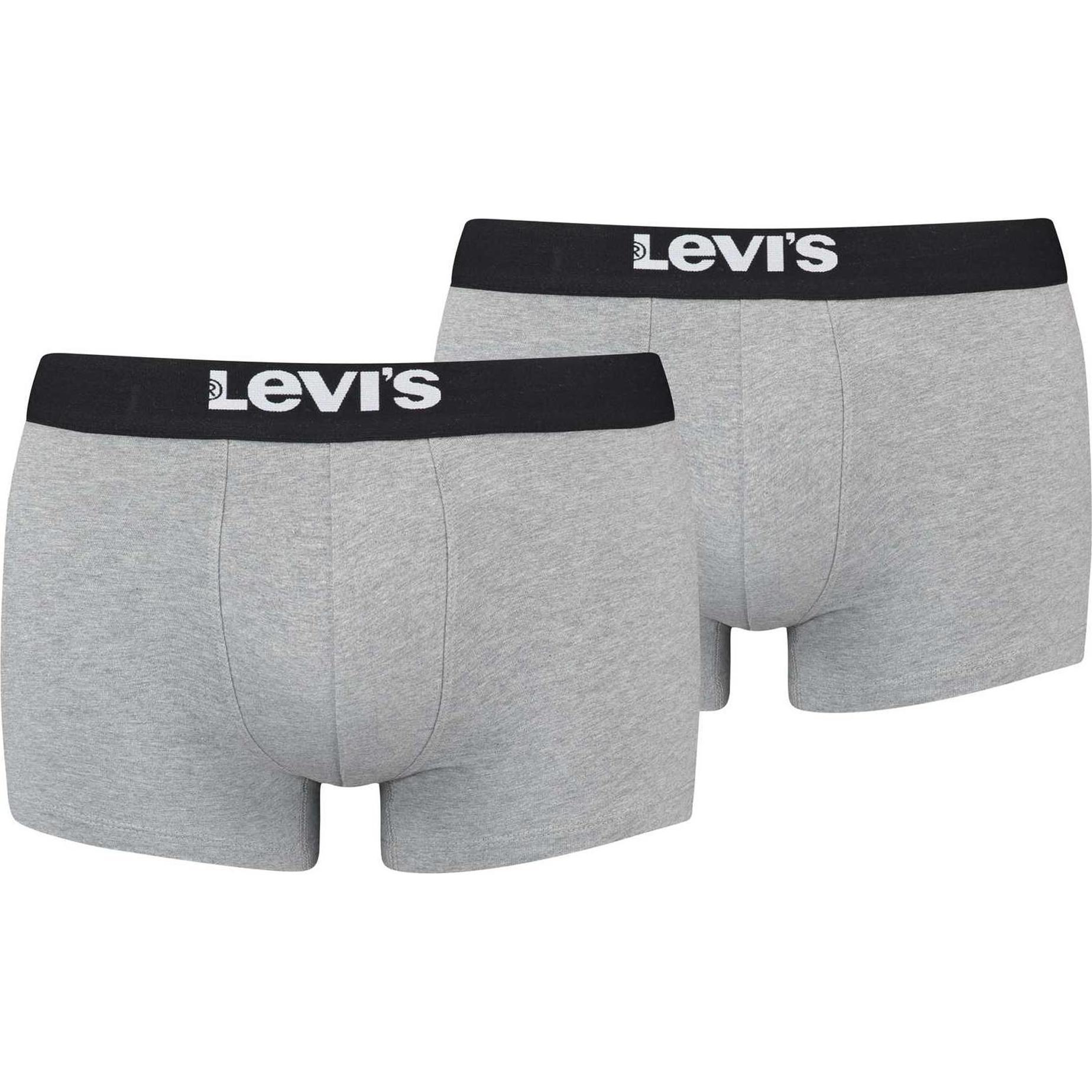 Levis, Herren, Unterhosen, Boxershort Casual Figurbetont, Grau, (M, 2er Pack)