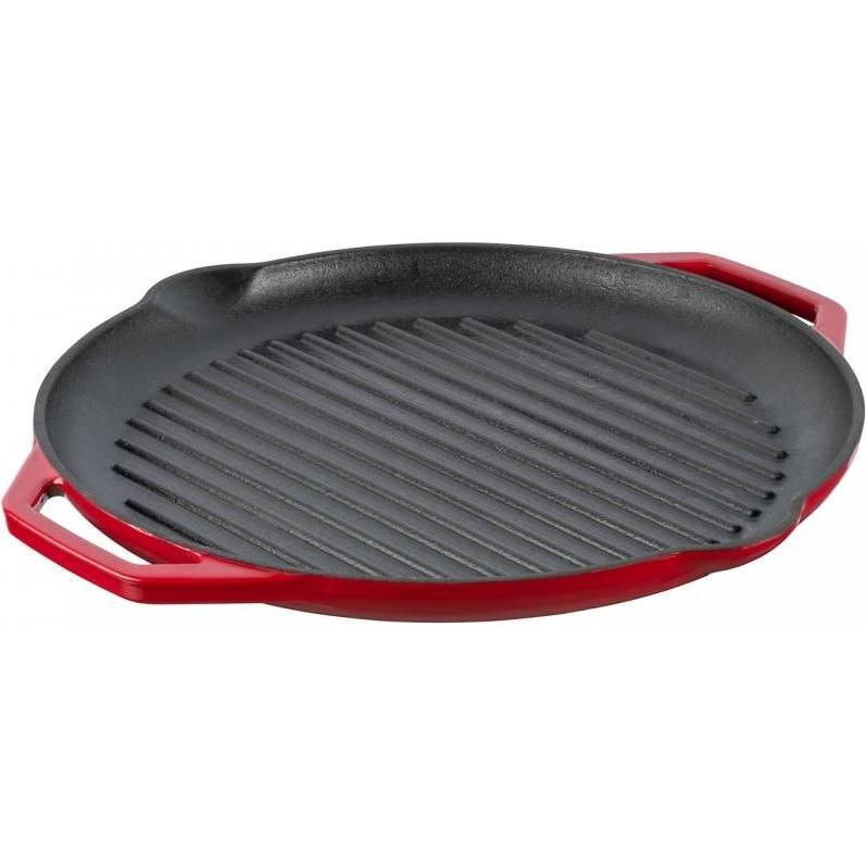 Grand Feu Rot Enameled Ribbed Cast Iron Frying Pan Red, Pfanne + Kochtopf,