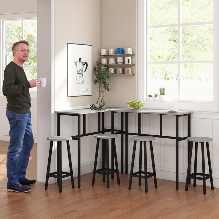 Image du produit Homcom Ensemble de tables de bar avec 4 tabourets (100 x 40 x 90 cm)