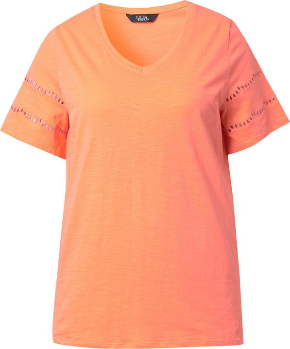 Actual product image Ulla Popken Openwork Detail Short Sleeve Tee (56)