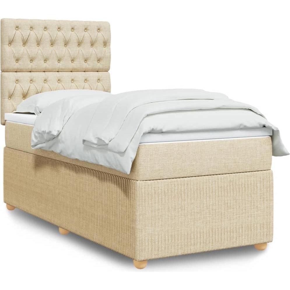 VidaXL, Bett, Bo x springbett mit Matratze 90 x 190 cm Stoff (90 x 190 cm)