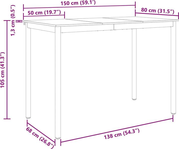 Produktbild vidaXL Esstisch (150 x 80 x 105 cm)