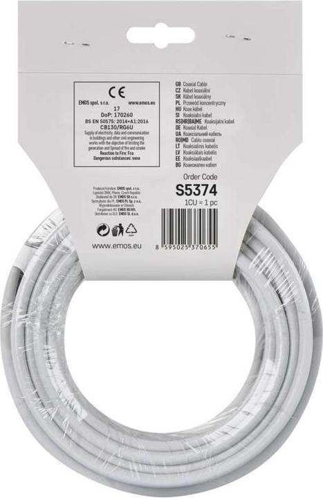 Produktbild Emos Koaxialkabel CB130, 10m (Antennendose)
